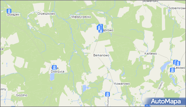 mapa Berkanowo, Berkanowo na mapie Targeo