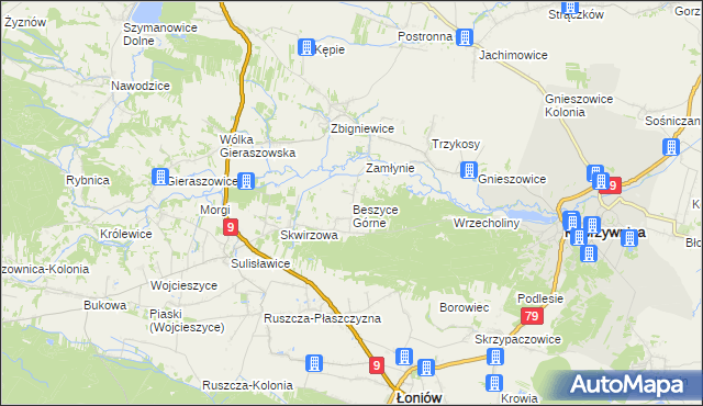 mapa Beszyce Górne, Beszyce Górne na mapie Targeo