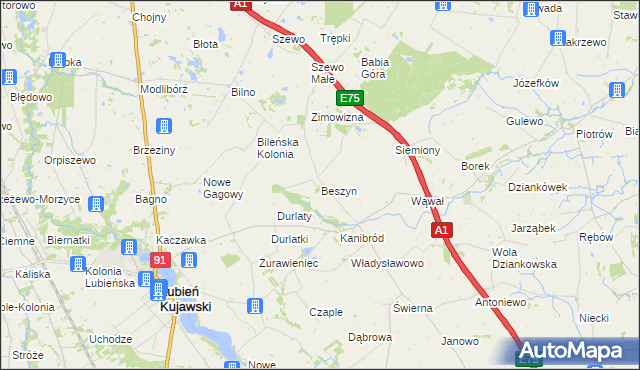 mapa Beszyn, Beszyn na mapie Targeo