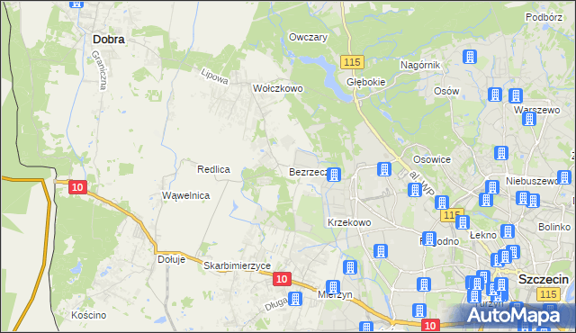 mapa Bezrzecze, Bezrzecze na mapie Targeo