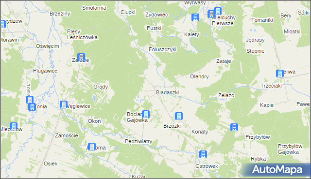 mapa Biadaszki gmina Galewice, Biadaszki gmina Galewice na mapie Targeo