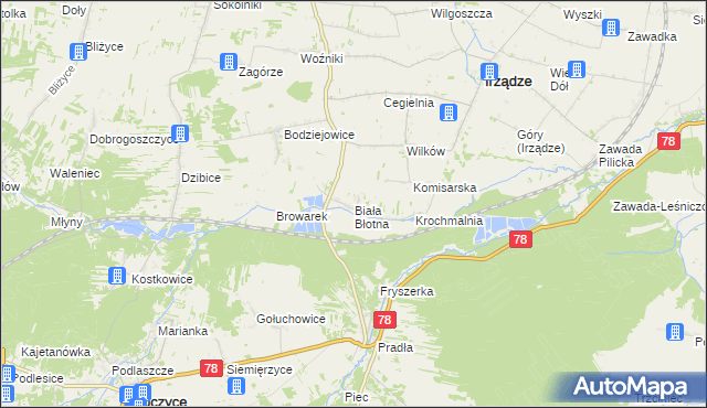 mapa Biała Błotna, Biała Błotna na mapie Targeo