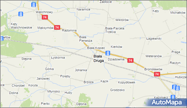 mapa Biała Druga gmina Biała, Biała Druga gmina Biała na mapie Targeo