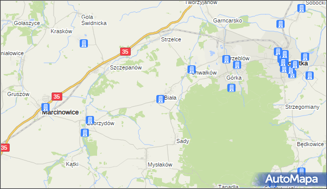 mapa Biała gmina Marcinowice, Biała gmina Marcinowice na mapie Targeo