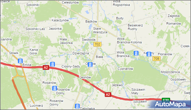 mapa Biała gmina Zgierz, Biała gmina Zgierz na mapie Targeo