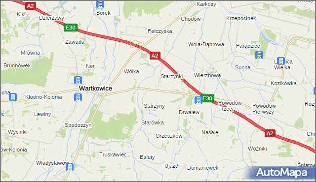 mapa Biała Góra gmina Wartkowice, Biała Góra gmina Wartkowice na mapie Targeo