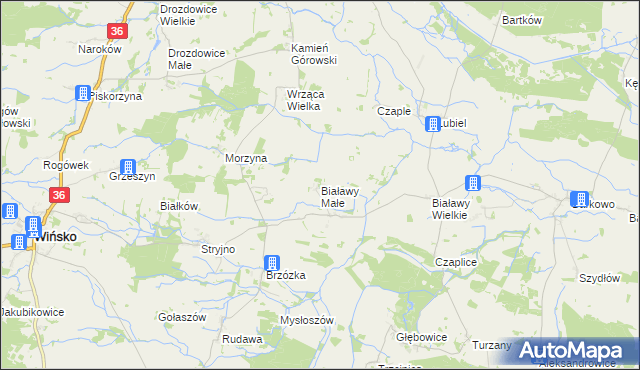 mapa Białawy Małe, Białawy Małe na mapie Targeo
