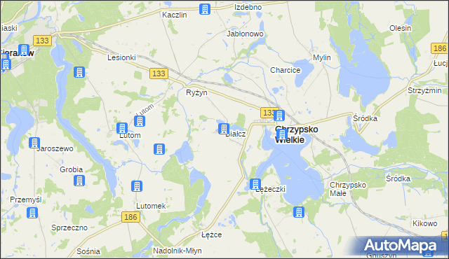 mapa Białcz gmina Chrzypsko Wielkie, Białcz gmina Chrzypsko Wielkie na mapie Targeo