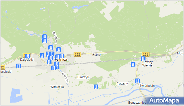 mapa Białcz gmina Witnica, Białcz gmina Witnica na mapie Targeo