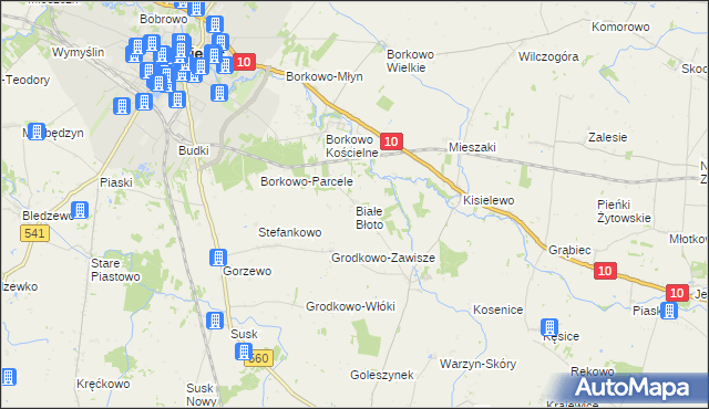 mapa Białe Błoto gmina Sierpc, Białe Błoto gmina Sierpc na mapie Targeo