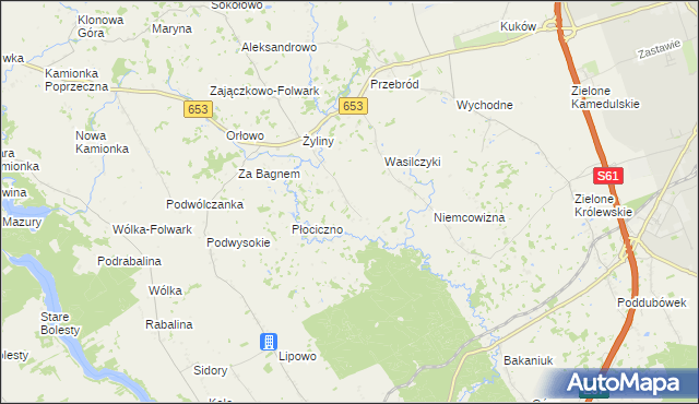 mapa Białe gmina Suwałki, Białe gmina Suwałki na mapie Targeo