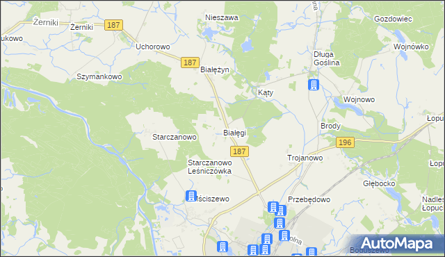 mapa Białęgi gmina Murowana Goślina, Białęgi gmina Murowana Goślina na mapie Targeo