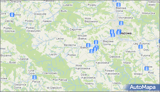 mapa Białka gmina Błażowa, Białka gmina Błażowa na mapie Targeo