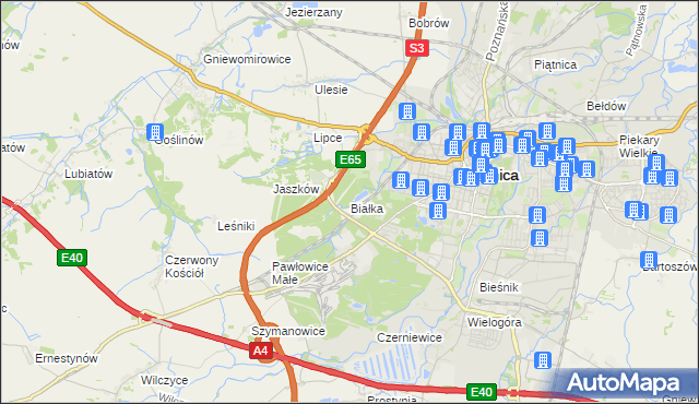 mapa Białka gmina Krotoszyce, Białka gmina Krotoszyce na mapie Targeo