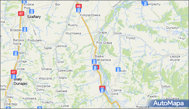 mapa Białka Tatrzańska, Białka Tatrzańska na mapie Targeo