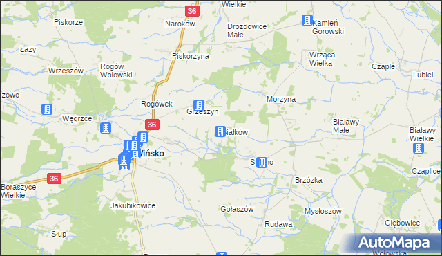 mapa Białków gmina Wińsko, Białków gmina Wińsko na mapie Targeo