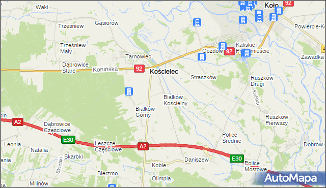 mapa Białków Kościelny, Białków Kościelny na mapie Targeo