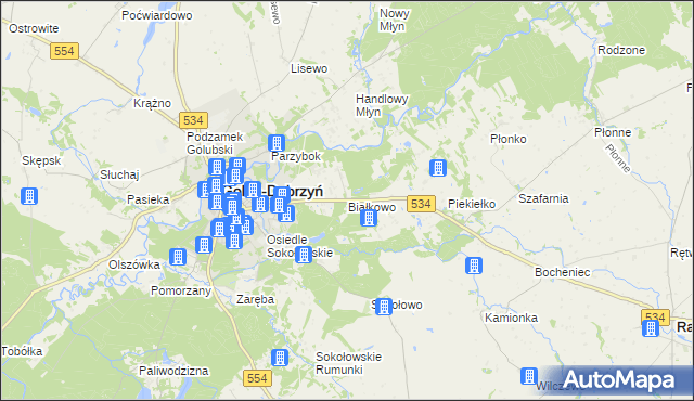 mapa Białkowo gmina Golub-Dobrzyń, Białkowo gmina Golub-Dobrzyń na mapie Targeo
