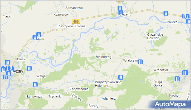 mapa Białobrzeg gmina Pyzdry, Białobrzeg gmina Pyzdry na mapie Targeo