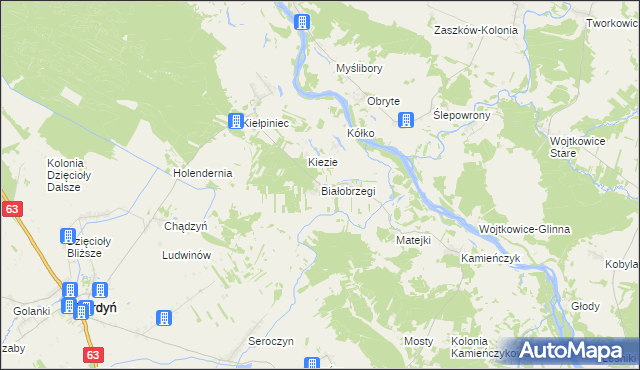 mapa Białobrzegi gmina Sterdyń, Białobrzegi gmina Sterdyń na mapie Targeo