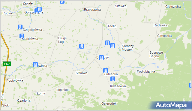 mapa Białousy, Białousy na mapie Targeo