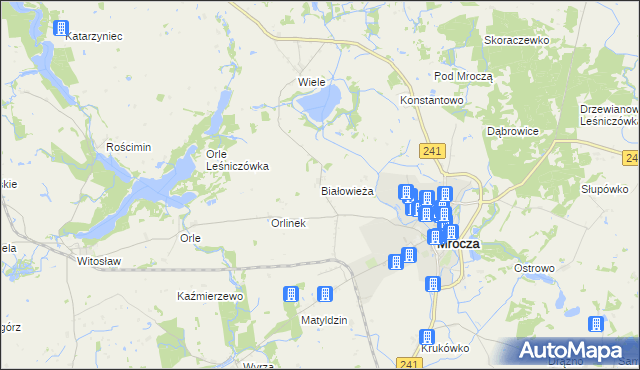 mapa Białowieża gmina Mrocza, Białowieża gmina Mrocza na mapie Targeo