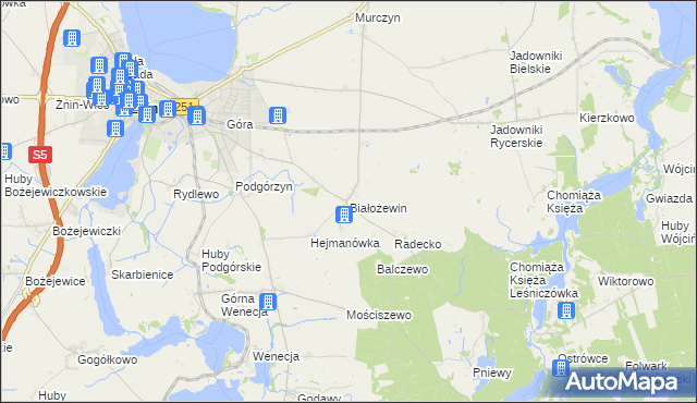 mapa Białożewin, Białożewin na mapie Targeo