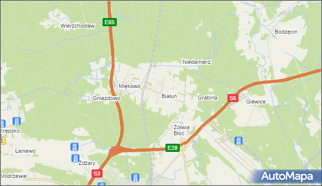 mapa Białuń gmina Goleniów, Białuń gmina Goleniów na mapie Targeo