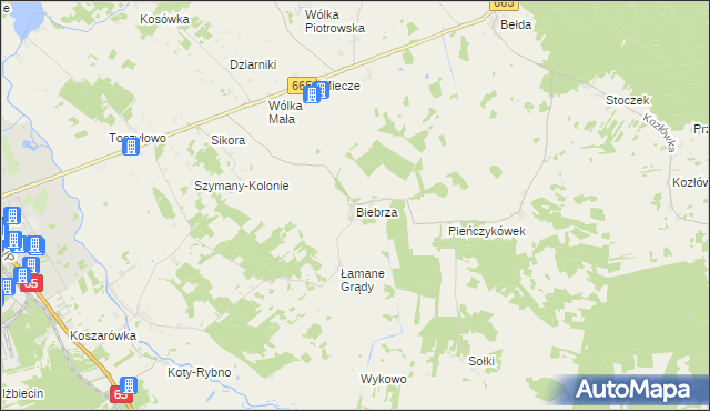 mapa Biebrza, Biebrza na mapie Targeo