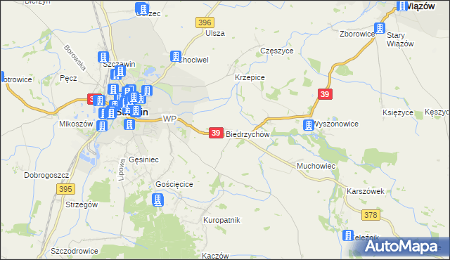 mapa Biedrzychów gmina Strzelin, Biedrzychów gmina Strzelin na mapie Targeo