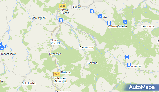 mapa Biegoszów, Biegoszów na mapie Targeo