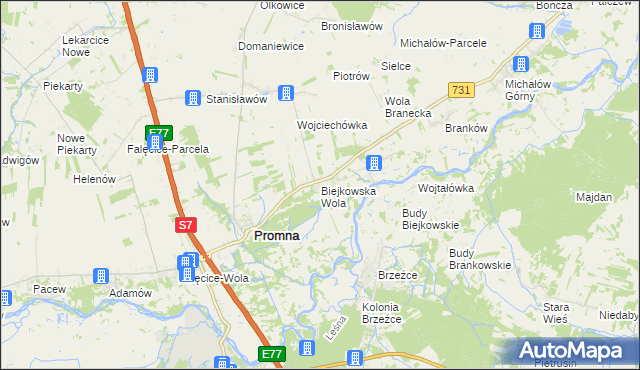 mapa Biejkowska Wola, Biejkowska Wola na mapie Targeo