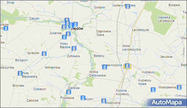 mapa Bielany gmina Błędów, Bielany gmina Błędów na mapie Targeo