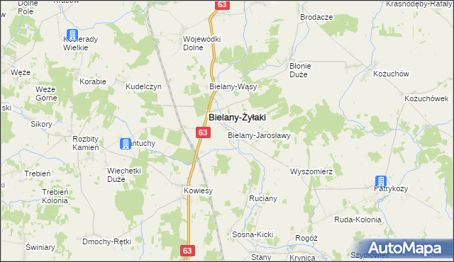 mapa Bielany-Jarosławy, Bielany-Jarosławy na mapie Targeo