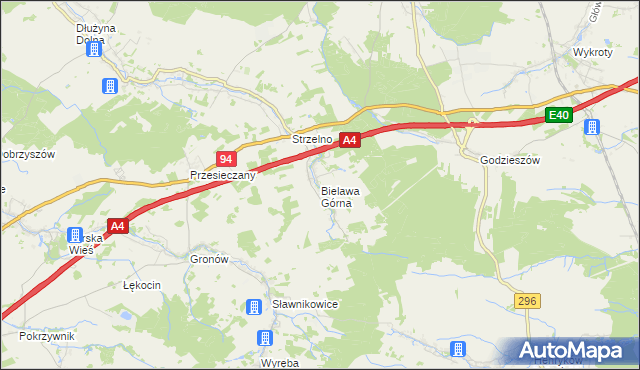 mapa Bielawa Górna, Bielawa Górna na mapie Targeo