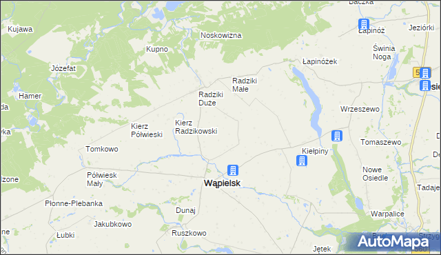 mapa Bielawki gmina Wąpielsk, Bielawki gmina Wąpielsk na mapie Targeo