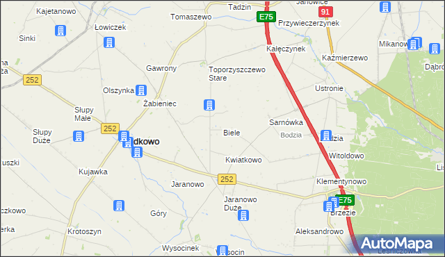 mapa Biele gmina Bądkowo, Biele gmina Bądkowo na mapie Targeo