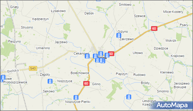 mapa Bielsk powiat płocki, Bielsk powiat płocki na mapie Targeo