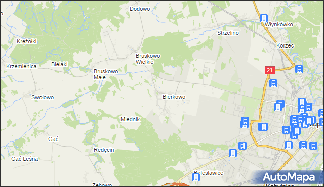mapa Bierkowo, Bierkowo na mapie Targeo