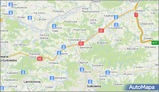 mapa Biertowice, Biertowice na mapie Targeo