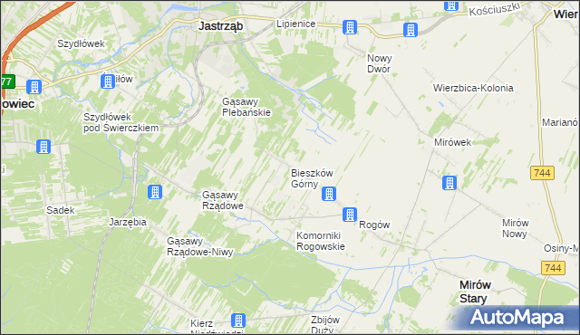 mapa Bieszków Górny, Bieszków Górny na mapie Targeo