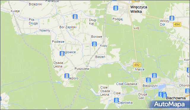 mapa Bieżeń, Bieżeń na mapie Targeo