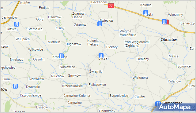 mapa Bilcza gmina Obrazów, Bilcza gmina Obrazów na mapie Targeo