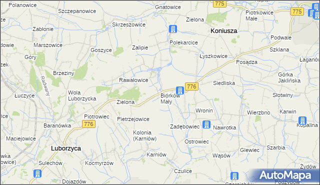 mapa Biórków Mały, Biórków Mały na mapie Targeo