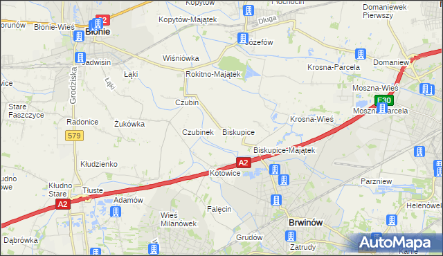 mapa Biskupice gmina Brwinów, Biskupice gmina Brwinów na mapie Targeo