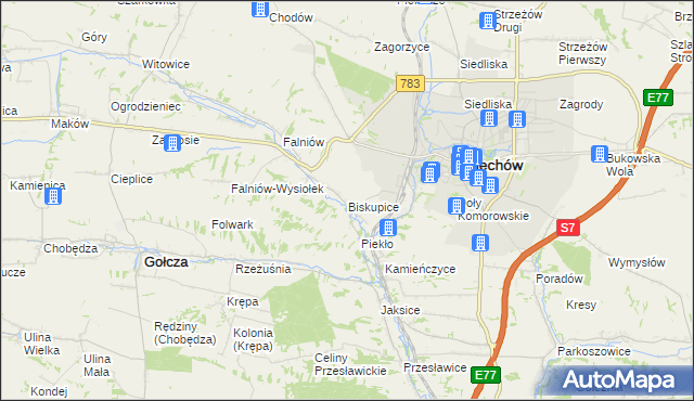 mapa Biskupice gmina Miechów, Biskupice gmina Miechów na mapie Targeo