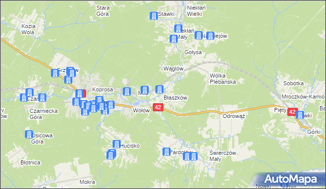 mapa Błaszków, Błaszków na mapie Targeo