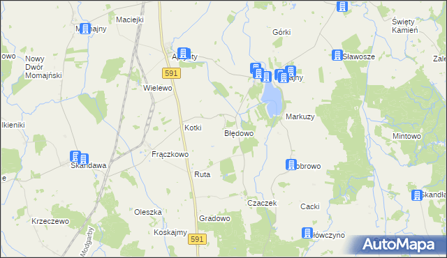 mapa Błędowo gmina Barciany, Błędowo gmina Barciany na mapie Targeo