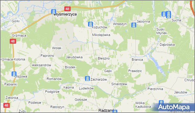 mapa Błeszno, Błeszno na mapie Targeo