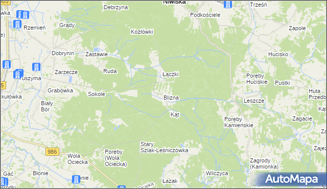 mapa Blizna gmina Ostrów, Blizna gmina Ostrów na mapie Targeo